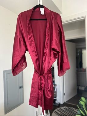 Delicates Satin Slip Robe Red Size X-Large